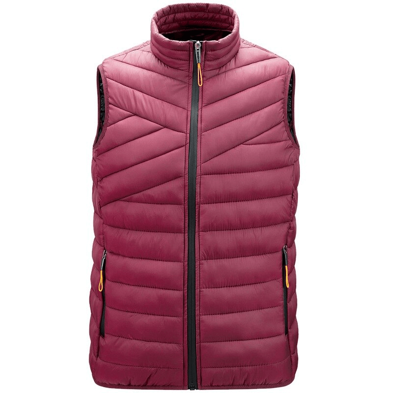 Stylish lightweight maroon men's hiking vest with zipper closure and functional pockets, ideal for outdoor adventures - SF1479